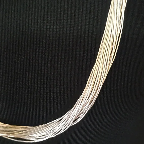 Vintage Navajo Liquid Sterling Silver 30 Strand Necklace 28" - Picture 2 of 9